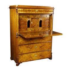 Secretaire Biedermeier Ronce de noyer Origine suédoise