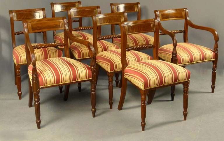 British Regency Set Of 8 Dining Chairs