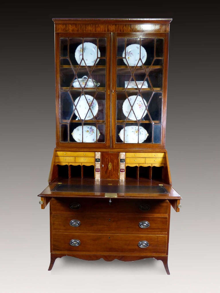 Georgian Bureau Bookcase, circa 1800 with Fine Ebony Inlays - RETIREMENT SALE 2