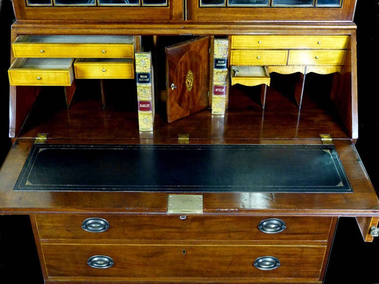 Georgian Bureau Bookcase, circa 1800 with Fine Ebony Inlays - RETIREMENT SALE 1