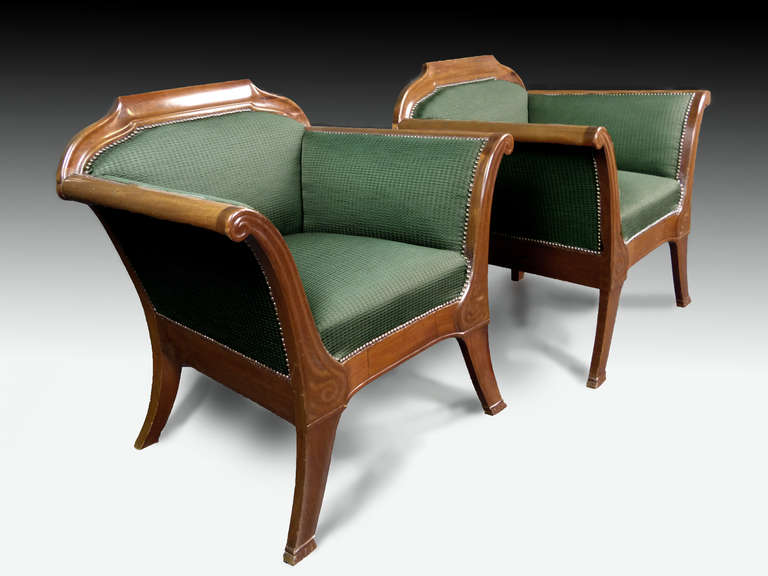 French Rare Pair Of Art Nouveau Armchairs