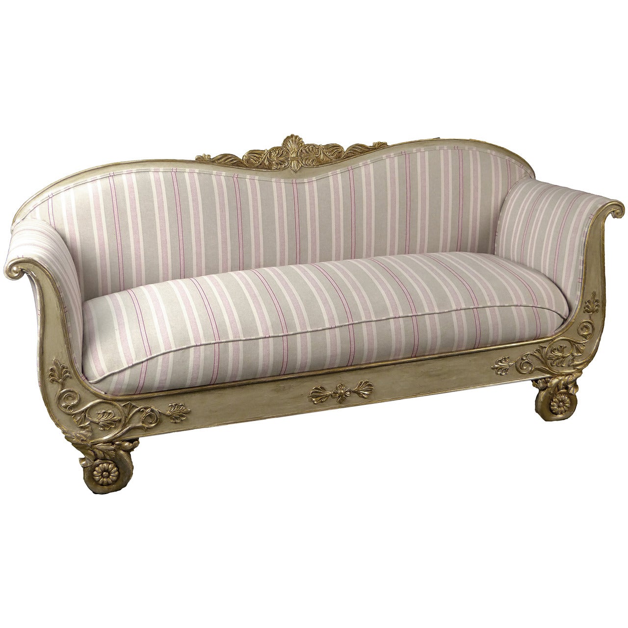 19th Century Swedish Settee Sofa Painted and Parcel-Gilt Gustavian For Sale