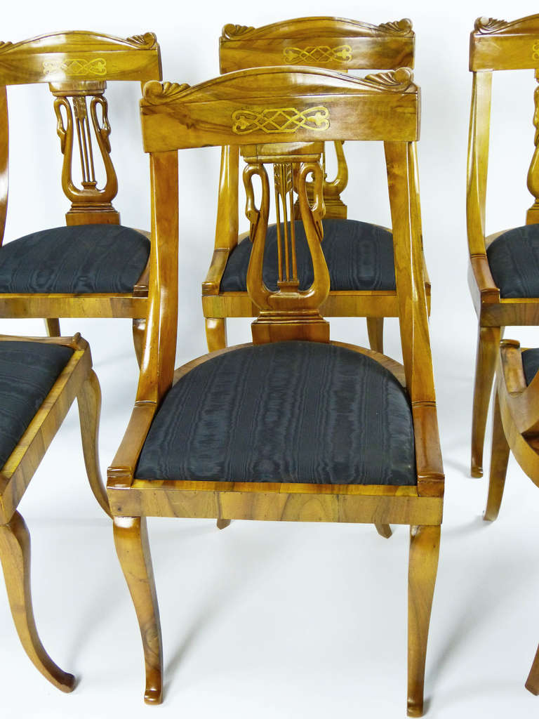 19th Century Italian Biedermeier Set of Six Dining Chairs