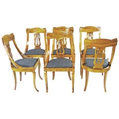 Antique Italian Handmade Dining Chairs  Biedermeier Era