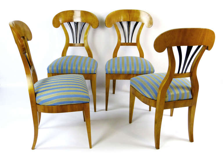 German Biedermeier Set of Four Chairs