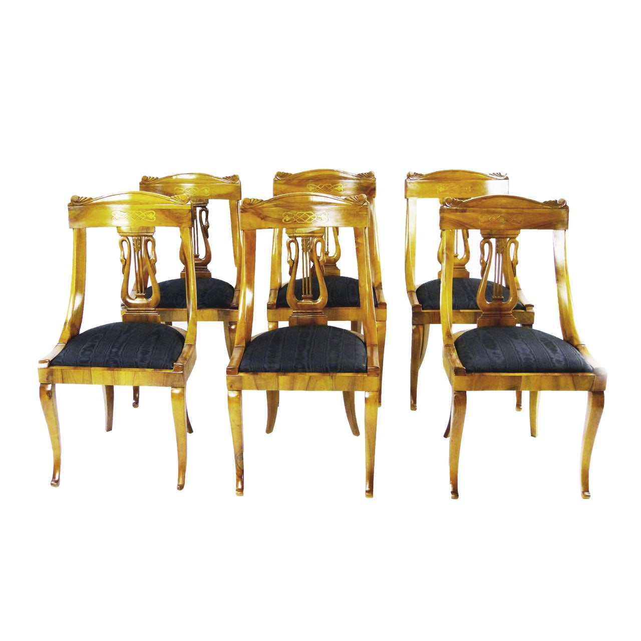 Italian Biedermeier Set of Six Dining Chairs