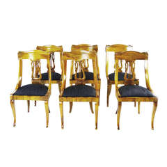 Antique Italian Biedermeier Set of Six Dining Chairs