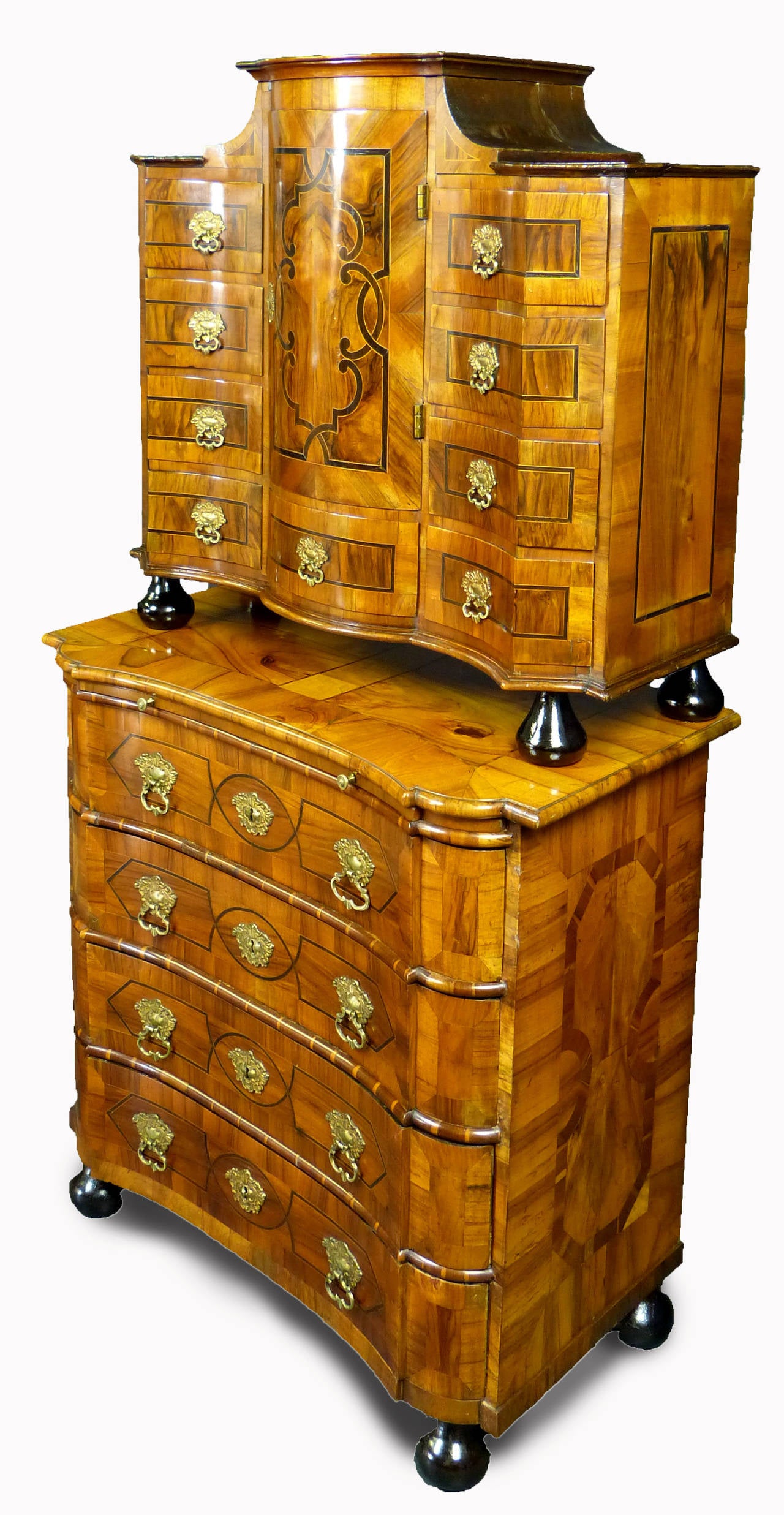 Petite South German Cabinet on Chest, 1760 1