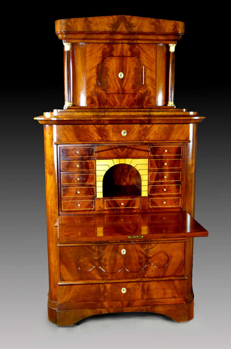 Secretaire Tabernacle Early 19th Century Biedermeier Signed