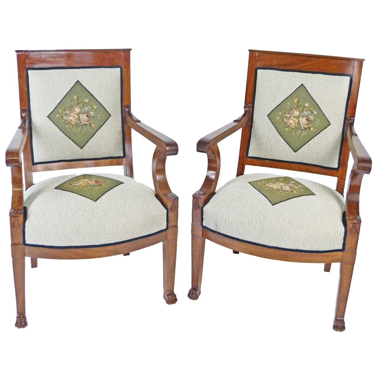 Early 19th Century Pair of Directoire Swiss Armchairs