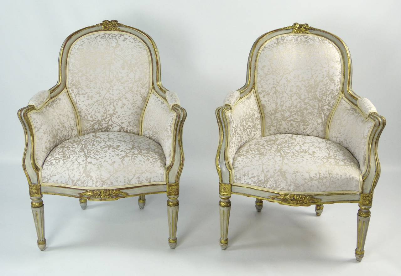 19th Century Louis XVI Style Bergere Type Armchairs In Excellent Condition In Santander, ES
