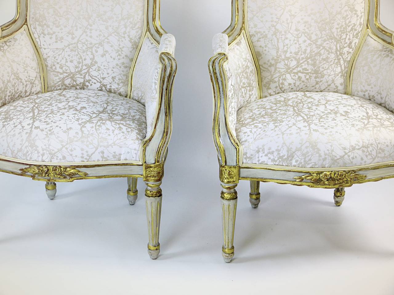 French 19th Century Louis XVI Style Bergere Type Armchairs