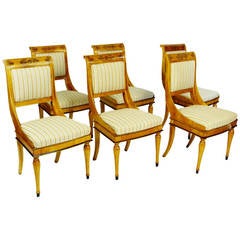 Viennese Set of Six Biedermeier Dining Chairs Hand Painted Austrian Design