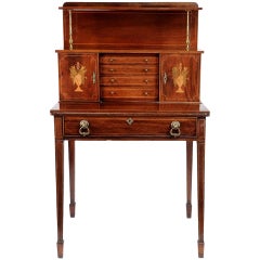Antique Fine Small Ladies Bureau Desk Bonheur du Jour with Marquetry