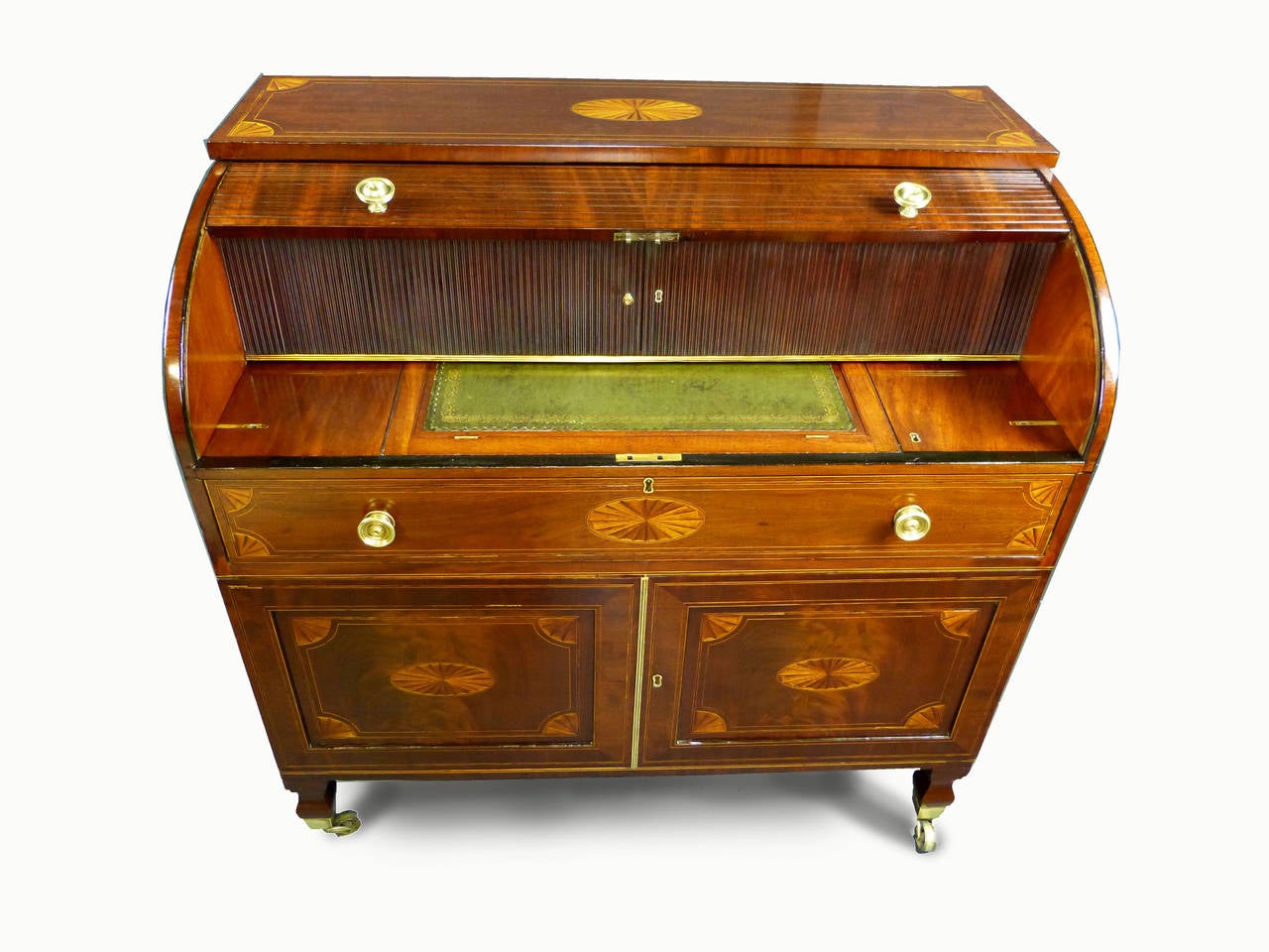 George III Fine Georgian 18th Century Roll-Top Tambour Bureau Desk