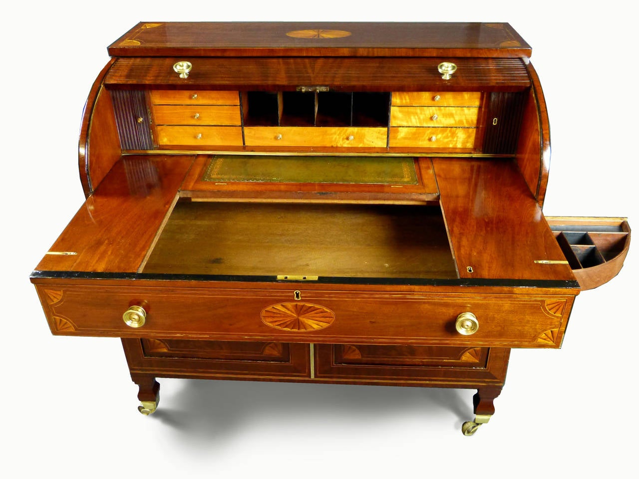 Fine Georgian 18th Century Roll-Top Tambour Bureau Desk In Excellent Condition In Santander, ES