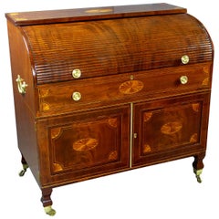 Antique Fine Georgian 18th Century Roll-Top Tambour Bureau Desk