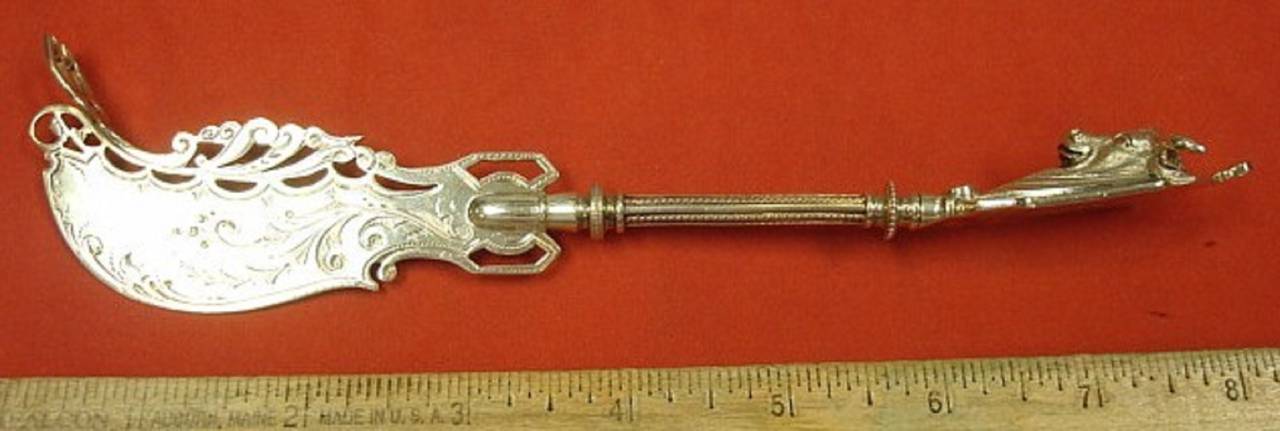 George Sharp 3-D Figural Bull Cheese knife with Pick 8"