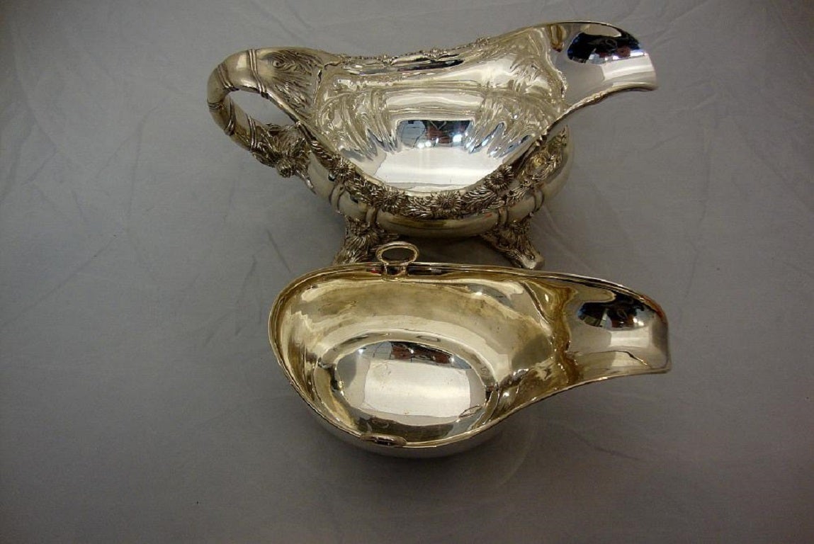 Tiffany Chrysanthemum Sterling Gravy Boat With Removable Liner