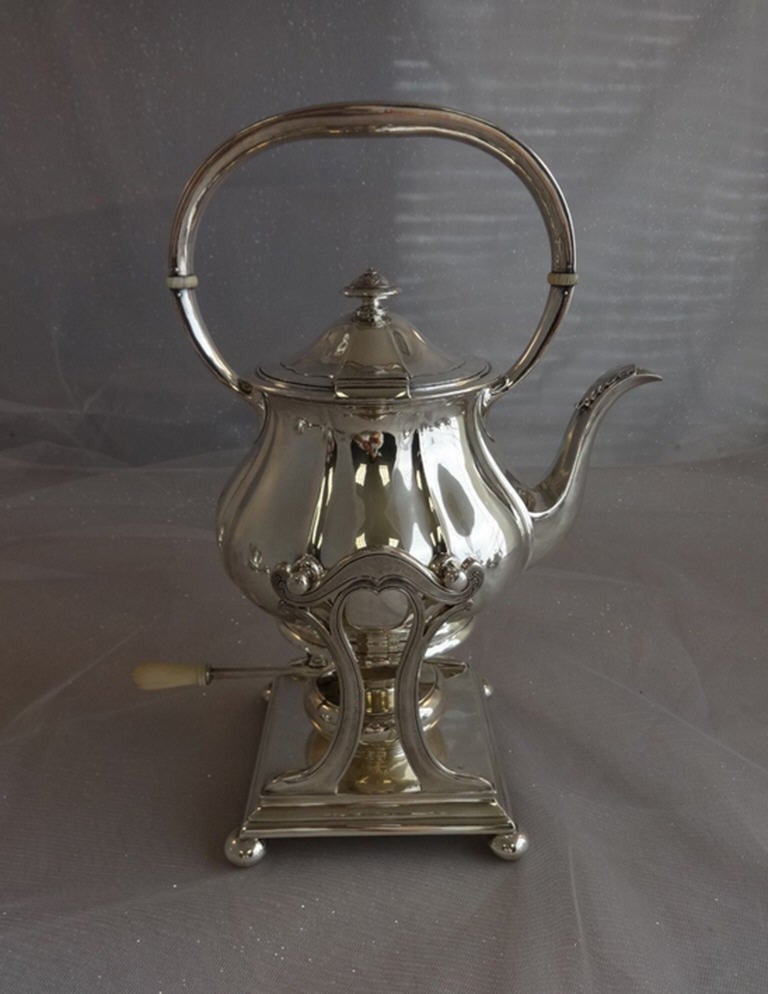vintage silver tea set with tray