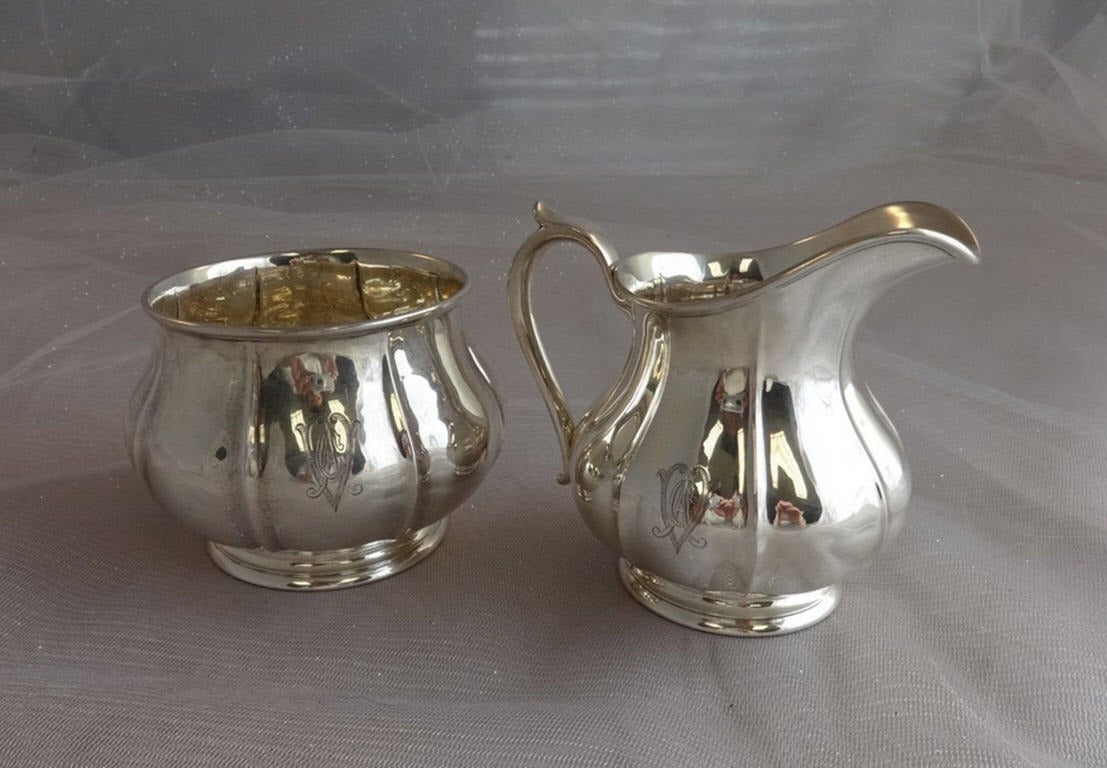 Arthur Stone Sterling Silver Tea Set Tilting Kettle on Cradle w Tray Hollowware 1