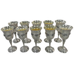 Grande Imperiale by Buccellati, Sterling Silver Set of Ten Rare Wine Glasses
