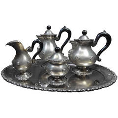 Zigri Con Rosoni by Buccellati Sterling Silver Tea Set with Ebony, Five Pieces 1