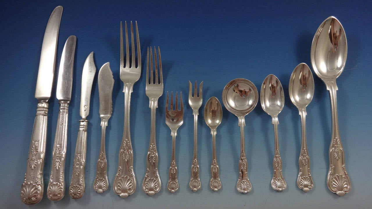 Kings Austrian and English Sterling Silver Flatware Set Service, 155
