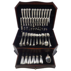 Retro English Onslow by Worcester Sterling Silver Dinner Flatware 12 Set