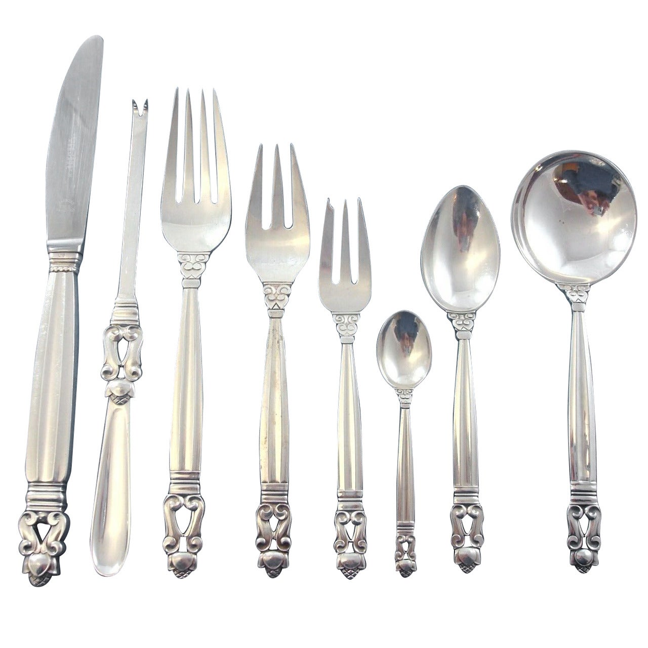 Acorn by Georg Jensen Sterling Silver Dinner Flatware Service 12, 101 Pieces