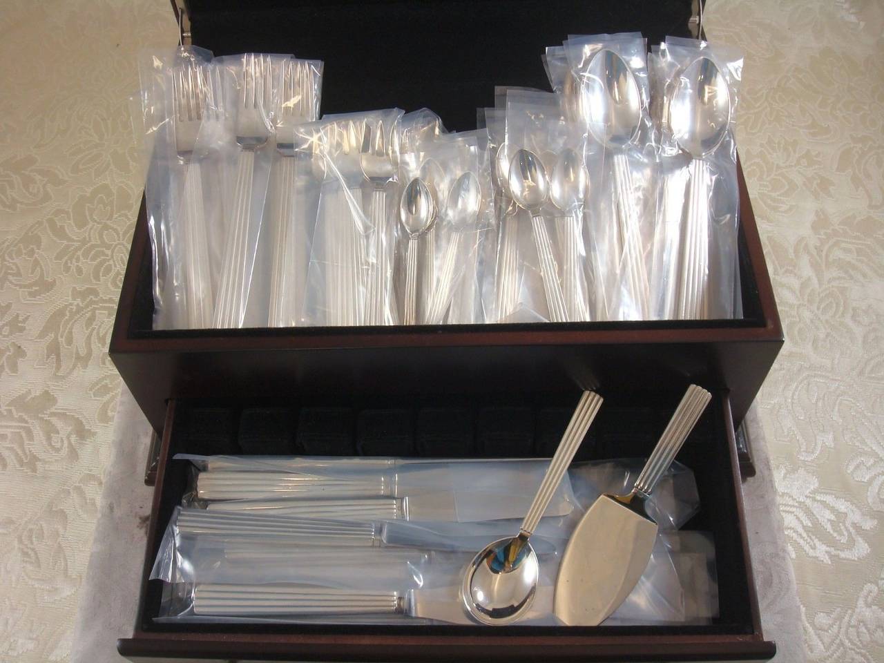 Bernadotte by Georg Jensen Sterling Silver Flatware Set for 12 Service 62 pieces