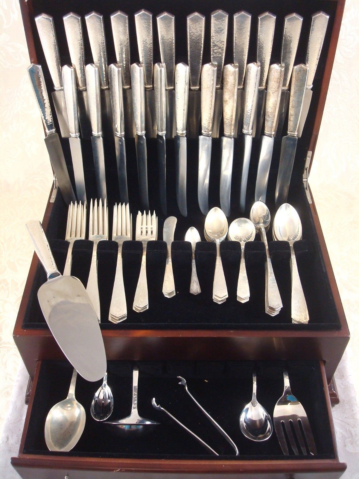 "Colonial Hammered" by International Silver Sterling Flatware Set of 139 Pieces