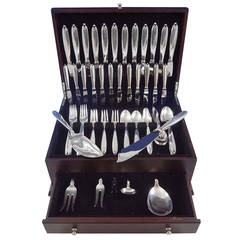 Madeleine by P. Hertz Danish Sterling Silver for 12 Dinner Flatware of 92 Pieces