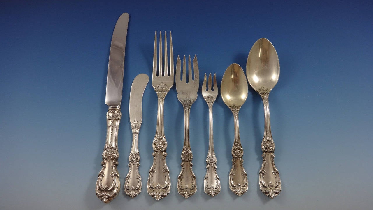 Inspired by the French Renaissance, the burgundy sterling silver flatware pattern from Reed & Barton is decorated with motifs of scrolls, leaves and flowers which captures old world elegance with up-to-date flourishes. 

Burgundy BY Reed & Barton