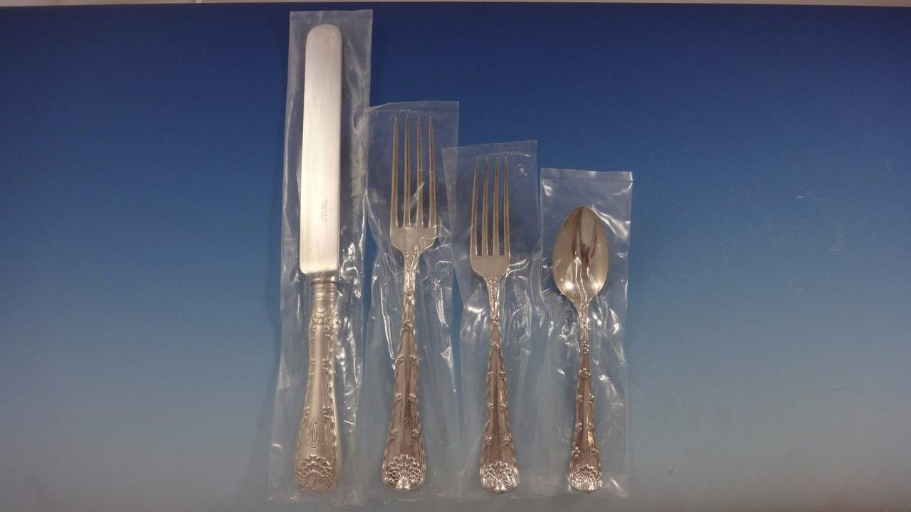Wave Edge by Tiffany & Co. Sterling Silver Flatware Set Service 12 Dinner In Excellent Condition In Big Bend, WI