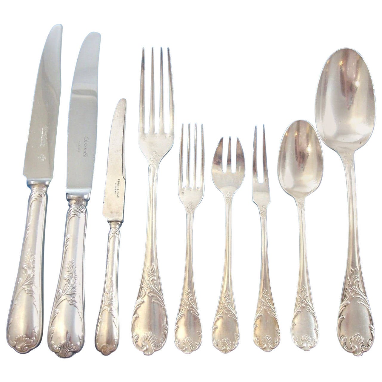 Marly by Christofle Silver Plate Flatware Set Service 166 Pieces at 1stDibs