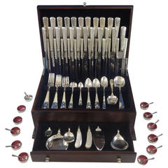 Lebolt Sterling Silver Flatware Set Hand-Wrought, Chicago 193 Pieces