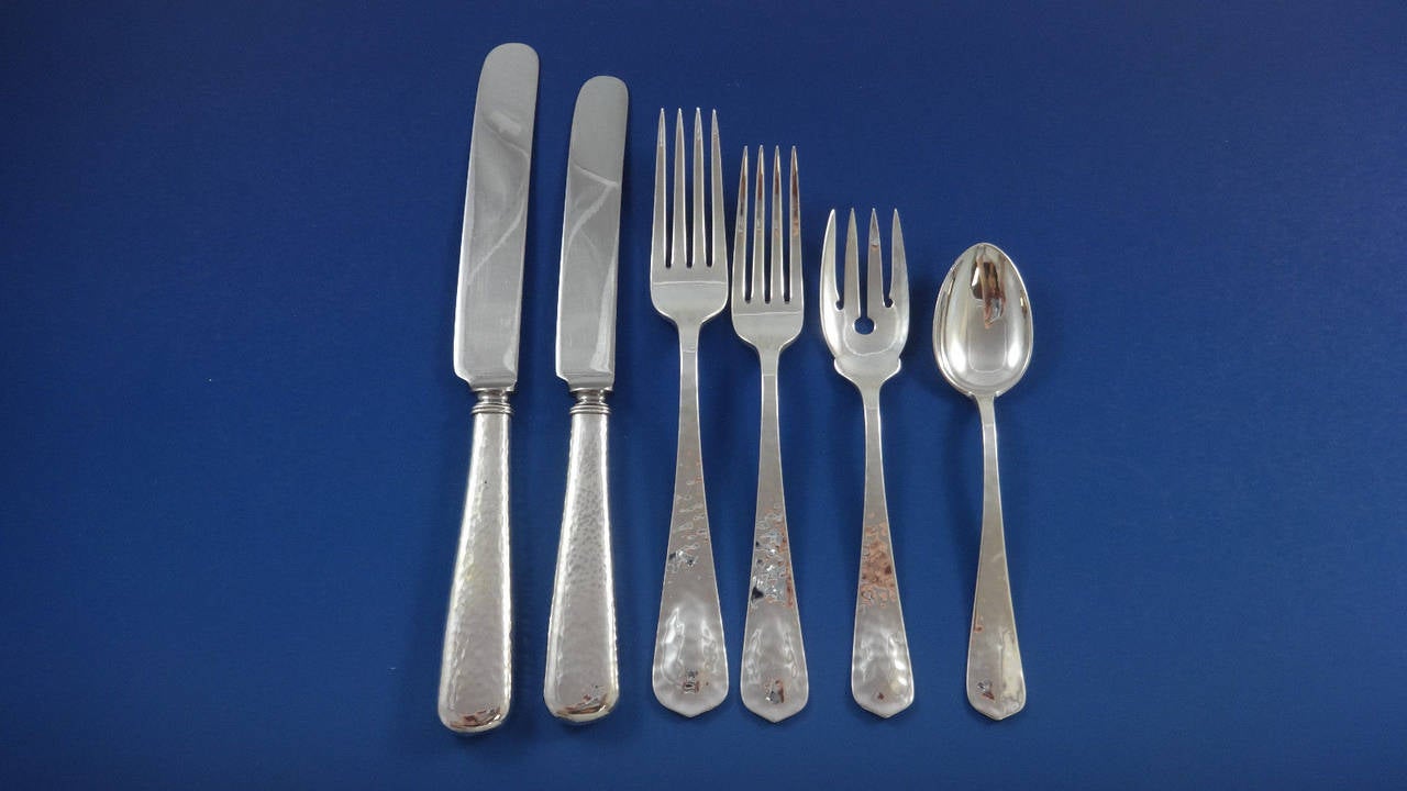 Arts and Crafts Lebolt Sterling Silver Flatware Set Hand-Wrought, Chicago 193 Pieces