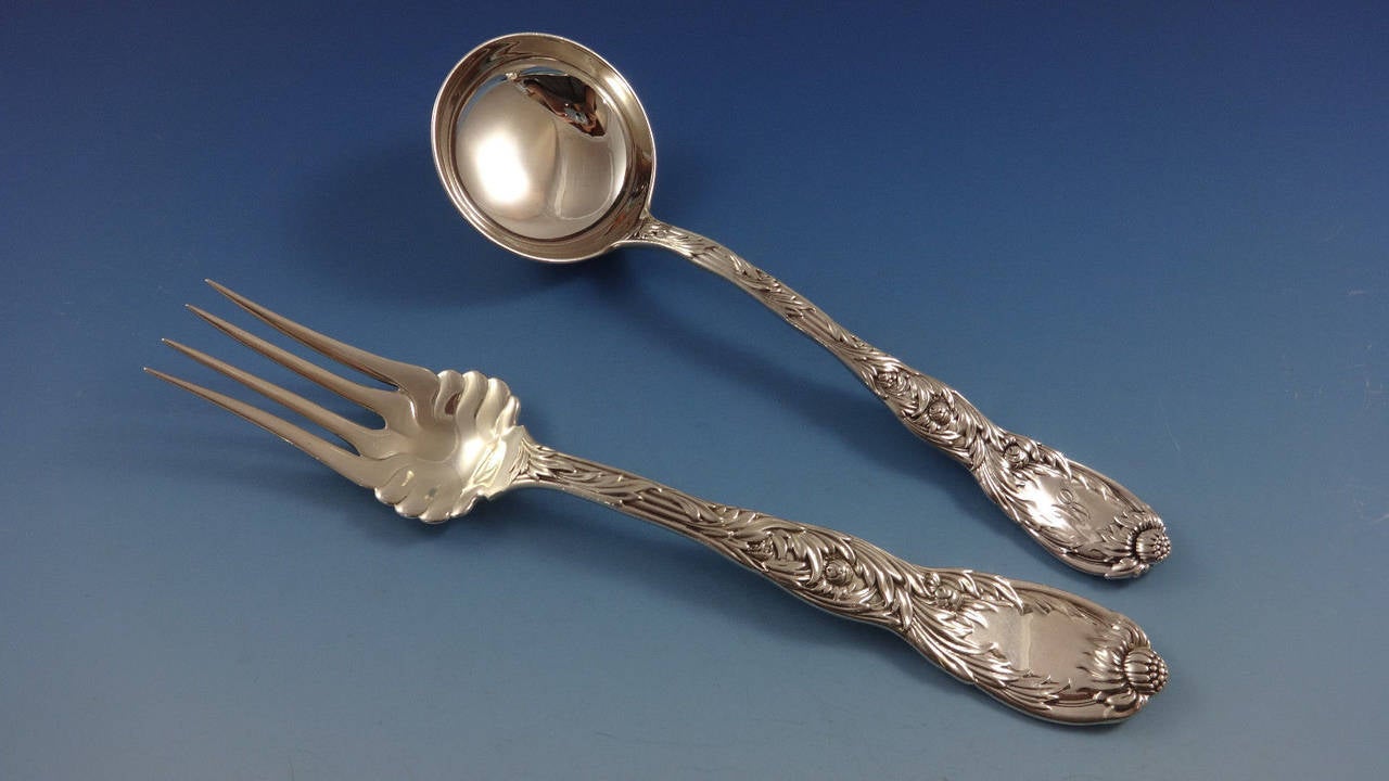 Chrysanthemum by Tiffany & Co. Sterling Silver Flatware Set Service 45 Pieces In Excellent Condition In Big Bend, WI