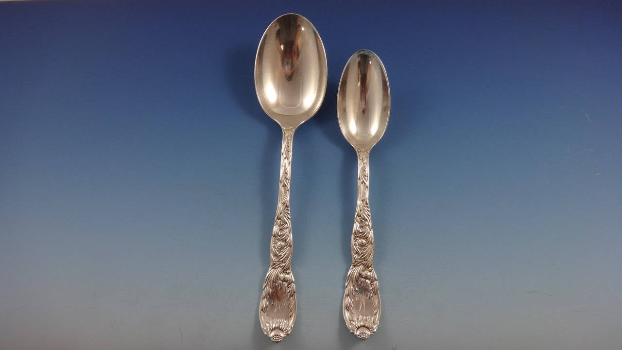 Late 19th Century Chrysanthemum by Tiffany & Co. Sterling Silver Flatware Set Service 45 Pieces