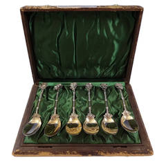 Antique Birds Nest by Gorham Sterling Silver Ice Cream Spoon Set Fitted Original Box