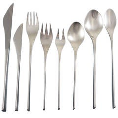 VISION BY INTERNATIONAL Sterling Silver Flatware Set Service 96 Pieces Modernism