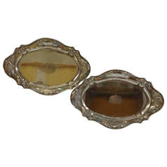 Martele by Gorham, 950 Sterling Silver Pair Footed Condiment Trays 11 1/2" #4740 2