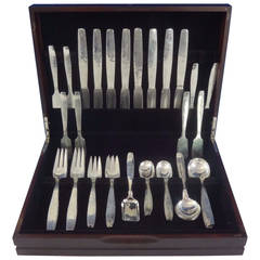 Swedish Modern by Allan Adler Sterling Silver Flatware Set of Hand-Wrought 7