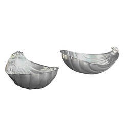 Tane Designer Sterling Silver Pair of Shell Bowls, Mexico