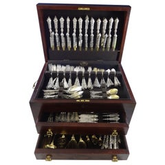 German 800 Silver Figural No. 36 Flatware Set Service Dinner Size 203 Pieces