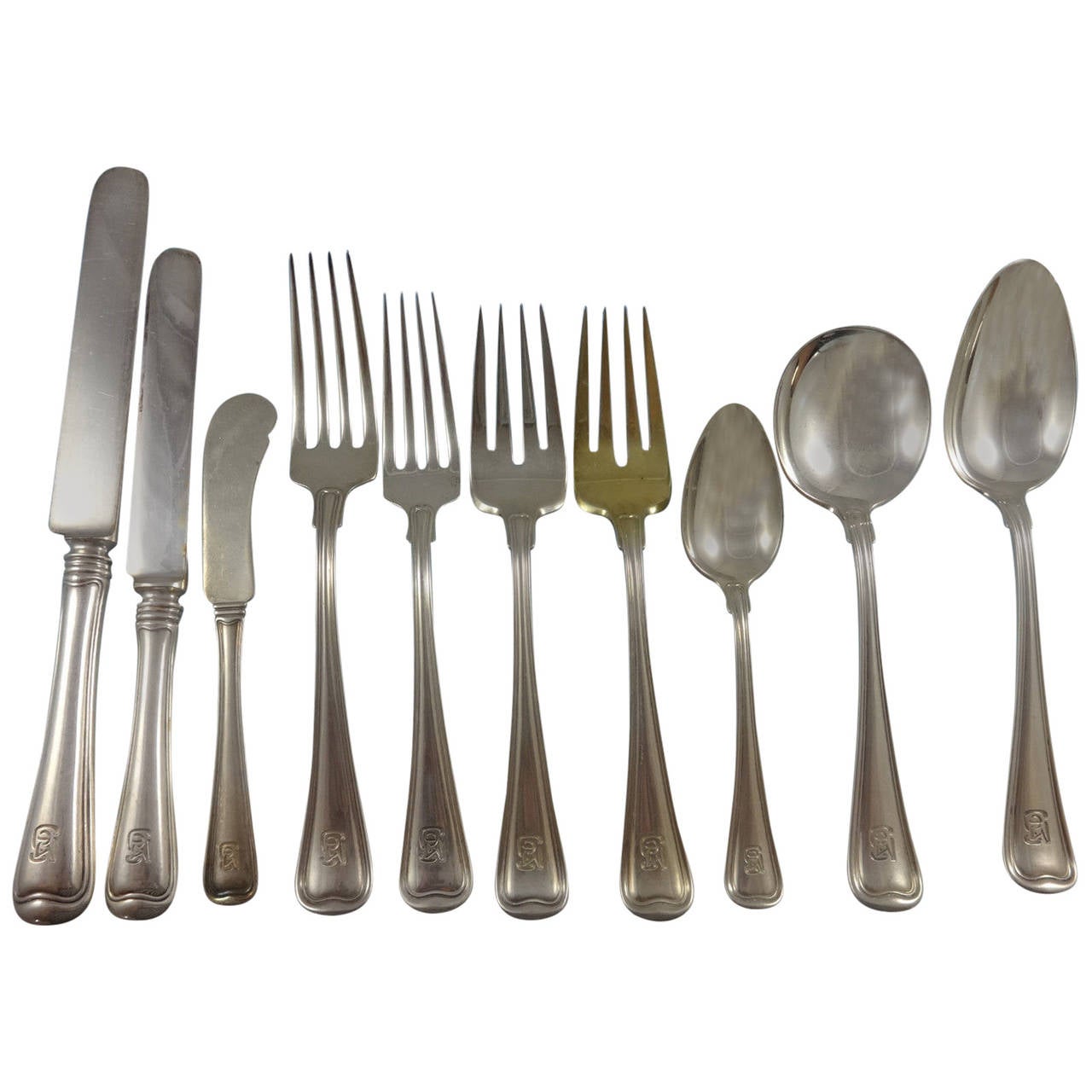 OLD FRENCH BY GORHAM Sterling Silver Flatware Dinner Service 12 SET 230