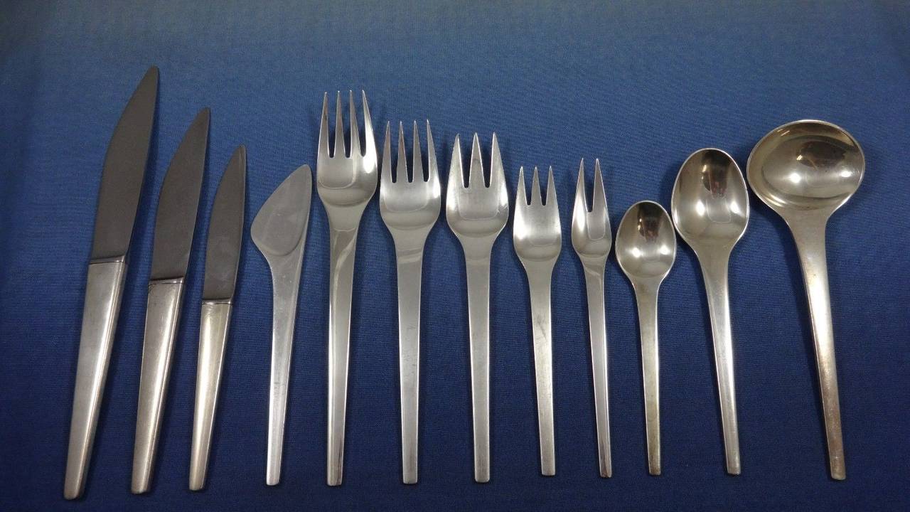 Caravel by Georg Jensen Sterling Silver Flatware Set Dinner Service, 75 Pieces
