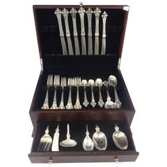 Vintage Crusader by Old Newbury Crafters, Sterling Silver Flatware Set Service 41 Pieces