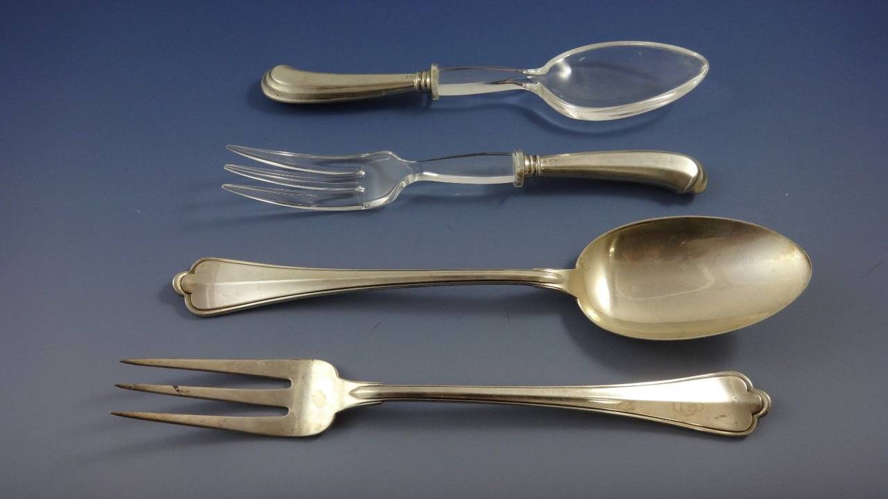 Italian Saint Mark by Clementi 800 Silver Flatware Set Service, 198 Pieces, Italy